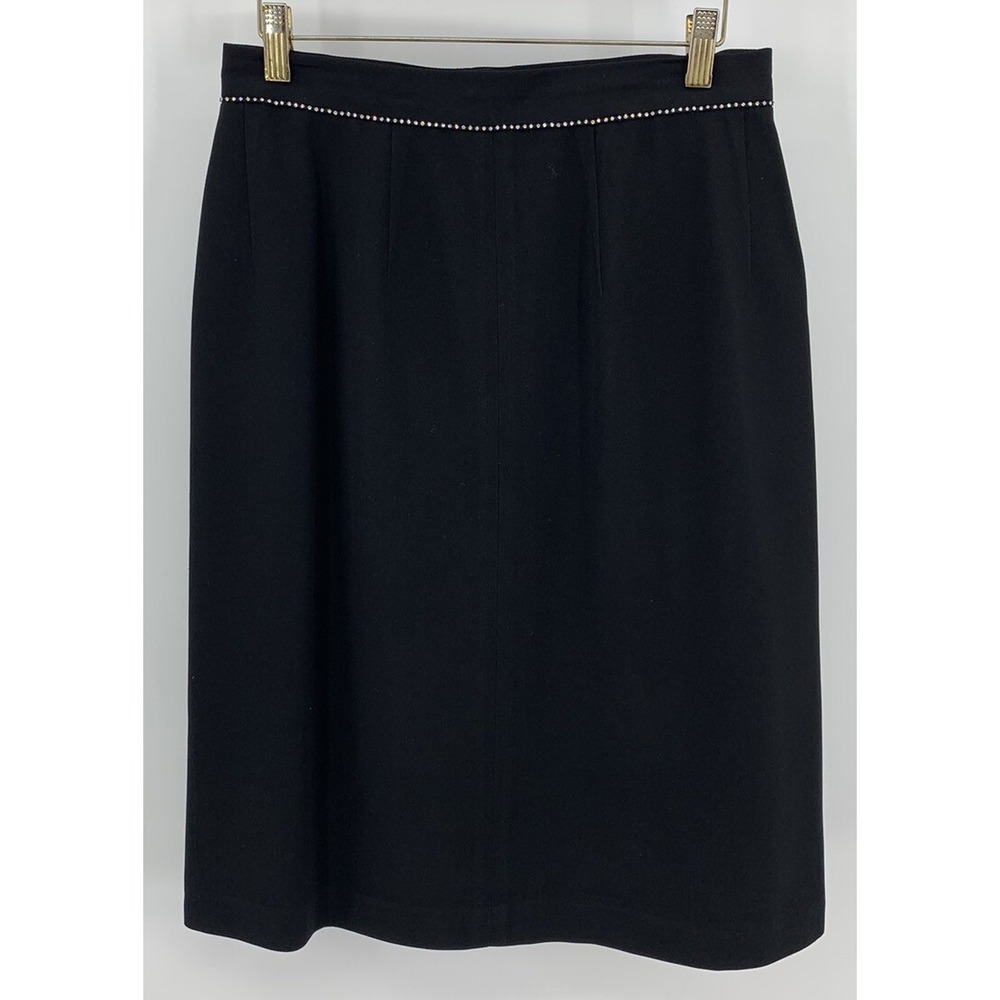 Harve Benard Evening Cocktail Lined Pencil Skirt Size 10 Black Rhinestone Trim